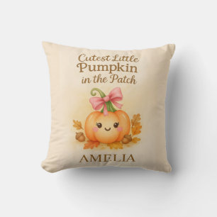 Thanksgiving for Baby Girl with Pumpkin Cushion
