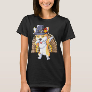 Thanksgiving For Boys Dabbing Corgi Turkey Pilgrim T-Shirt