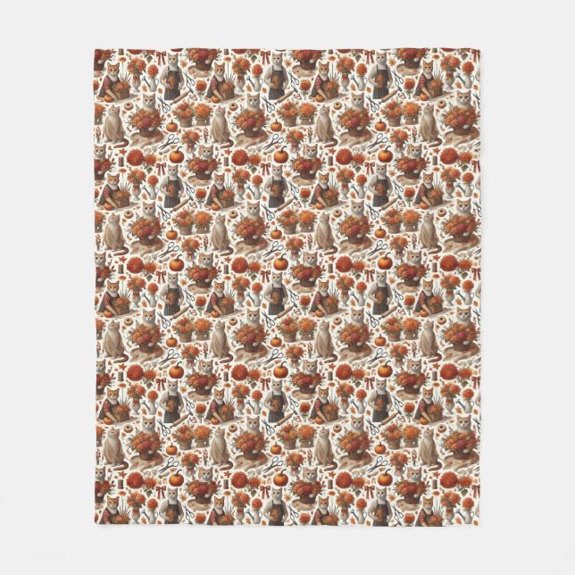 Thanksgiving for Cat Lovers  Fleece Blanket (Front)