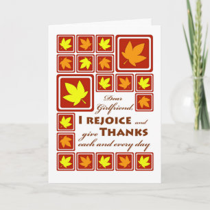 Thanksgiving for Girlfriend, Autumn Leaves Holiday Card