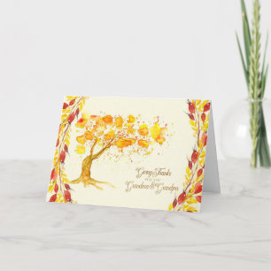 Thanksgiving for Grandma and Grandpa Autumn Tree Holiday Card