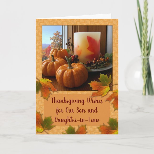 Thanksgiving for Son and Daughter in Law Autumn Card (Front)