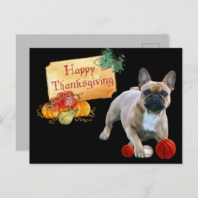 Thanksgiving French Bulldog Postcard (Front/Back)