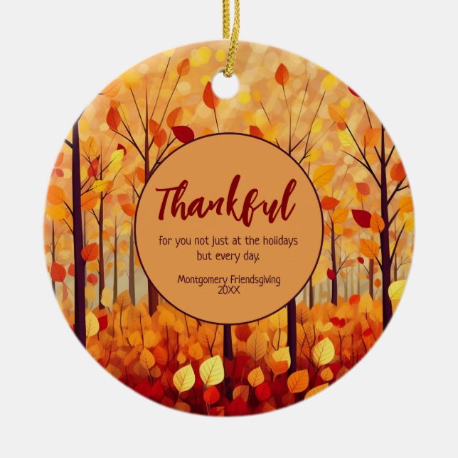 Thanksgiving Friendsgiving Celebration Keepsake Ceramic Tree Decoration (Front)