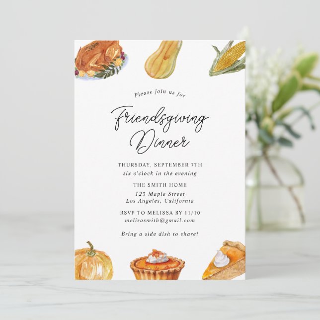 Thanksgiving Friendsgiving Dinner Invitation (Standing Front)