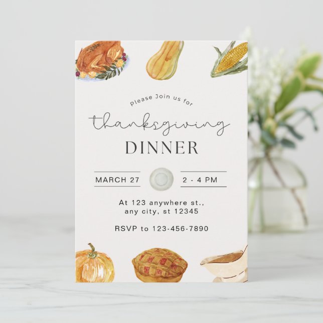 Thanksgiving Friendsgiving Dinner Invitation (Standing Front)