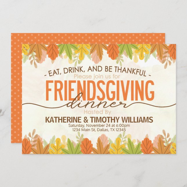 thanksgiving friendsgiving holiday turkey invitati invitation (Front/Back)