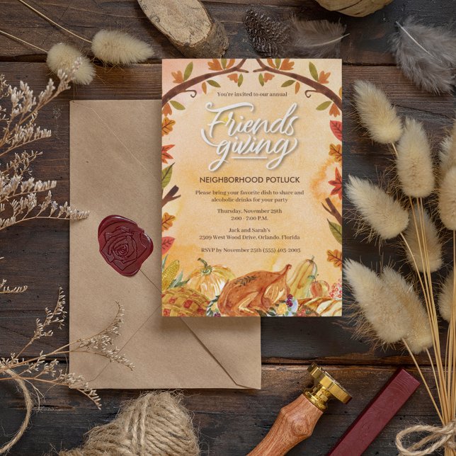 Thanksgiving Friendsgiving Neighbourhood Potluck  Invitation (Creator Uploaded)
