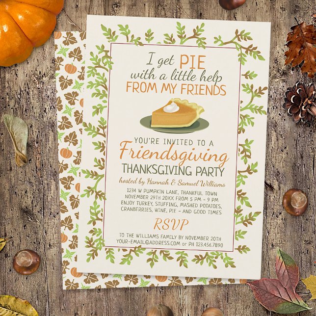 Thanksgiving Friendsgiving Party Pumpkin Pie Funny Invitation (Creator Uploaded)