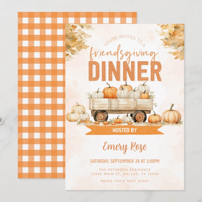 Thanksgiving Friendsgiving Potluck Dinner Invitation (Front/Back)