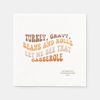 Thanksgiving Friendsgiving Retro Paper Napkins