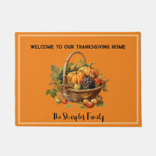 Thanksgiving Fruit Basket Personalised Name Doormat