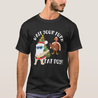 Thanksgiving Funny Santa Turkey Fat Boy T-Shirt