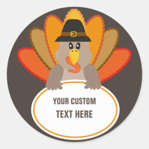 Thanksgiving funny turkey custom text template classic round sticker