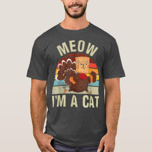 Thanksgiving Funny Turkey Disguise Cat Retro Women T-Shirt