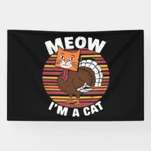 Thanksgiving Funny Turkey Fake Cat Retro Banner