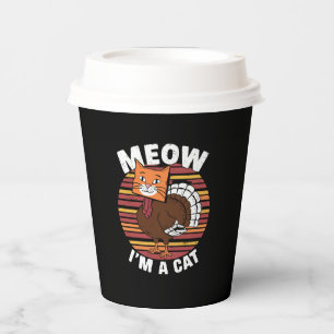 Thanksgiving Funny Turkey Fake Cat Retro Paper Cups