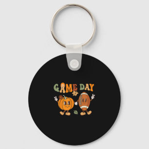 Thanksgiving Game Day Pumpkin Football Halloween F Key Ring