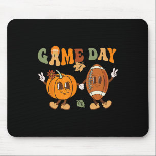Thanksgiving Game Day Pumpkin Football Halloween F Mouse Pad