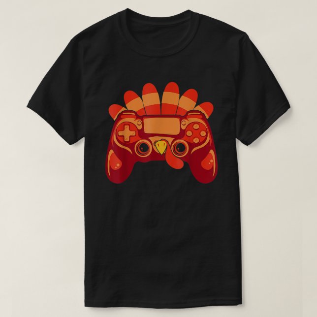 Thanksgiving Gamer Turkey Controller T-Shirt (Design Front)
