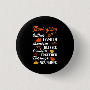Thanksgiving Gather Family 3 Cm Round Badge