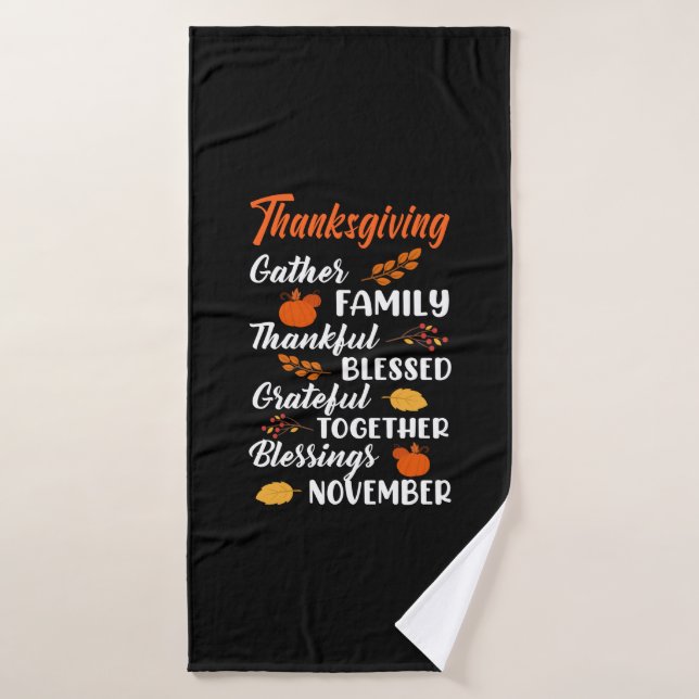 Thanksgiving Gather Family Bath Towel (Bath Towel)