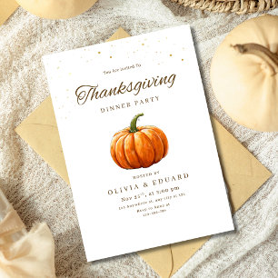 Thanksgiving Gathering Pumpkin Autumn Dinner Party Invitation