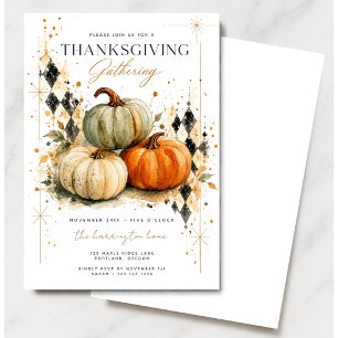 Thanksgiving Gathering Watercolor Pumpkin Invitation