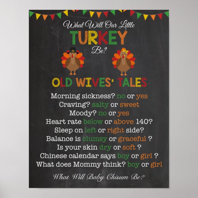 Thanksgiving Gender Reveal Old Wives' Tales Poster (Front)