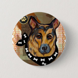 THANKSGIVING GERMAN SHEPHERD 6 CM ROUND BADGE