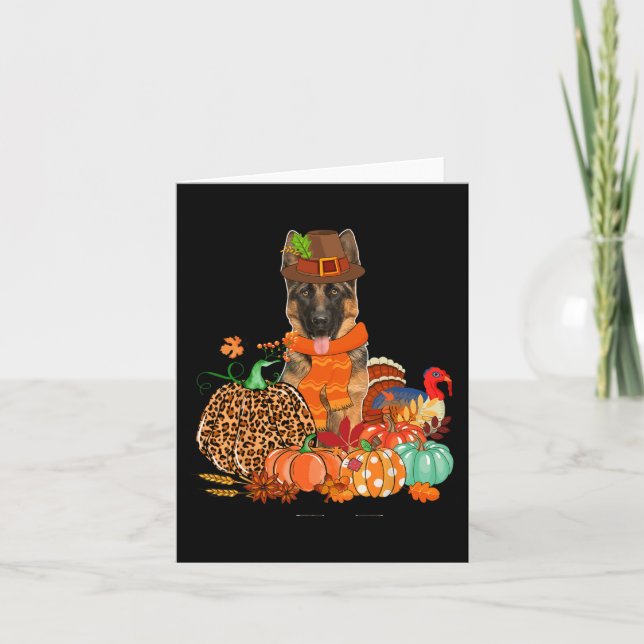 Thanksgiving German Shepherd With Turkey Fall Pump Card (Front)
