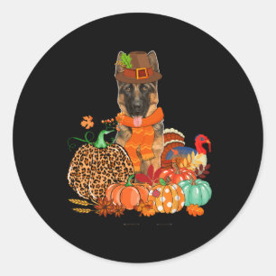 Thanksgiving German Shepherd With Turkey Fall Pump Classic Round Sticker