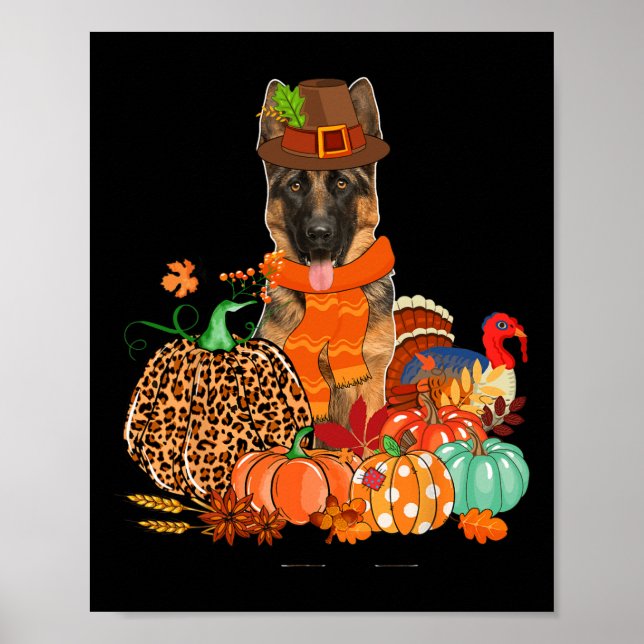 Thanksgiving German Shepherd With Turkey Fall Pump Poster (Front)