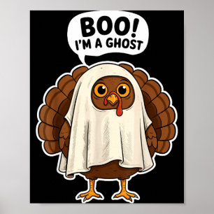 Thanksgiving Ghost Turkey Disguise Funny Halloween Poster