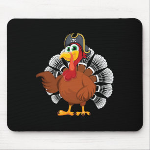Thanksgiving Gift For Badminton Fan Turkey Pirate  Mouse Pad