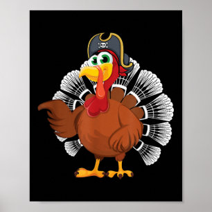 Thanksgiving Gift For Badminton Fan Turkey Pirate  Poster