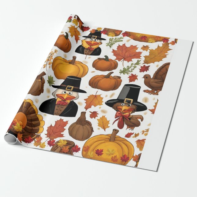 Thanksgiving gift wrapping paper (Unrolled)