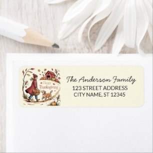 Thanksgiving Girl Dog Farm Pumpkin Return Address