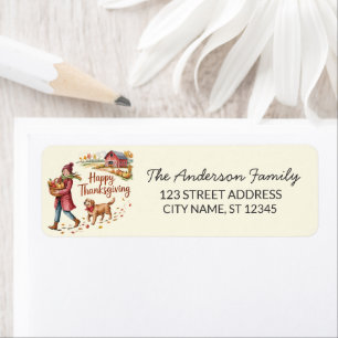 Thanksgiving Girl Dog Farm Pumpkin Return Address