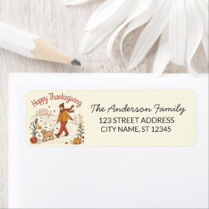 Thanksgiving Girl Dog Farm Pumpkin Return Address 