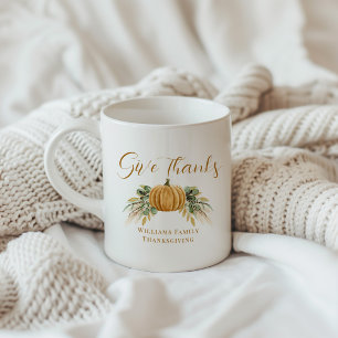 Thanksgiving Give Thanks Fall Pumpkin Coffee Mug