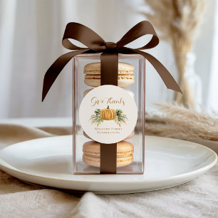 Thanksgiving Give Thanks Orange Pumpkin Classic Round Sticker