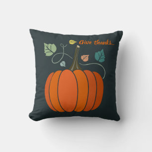 Thanksgiving Give Thanks Pumpkin Cushion
