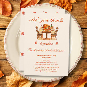 Thanksgiving Give Thanks Together Dinner Invitation
