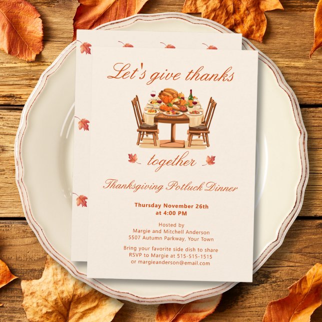 Thanksgiving Give Thanks Together Dinner  Invitation (Creator Uploaded)