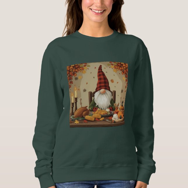  Thanksgiving Gnome Dinner - Cute Autumn Feast Sweatshirt (Front)