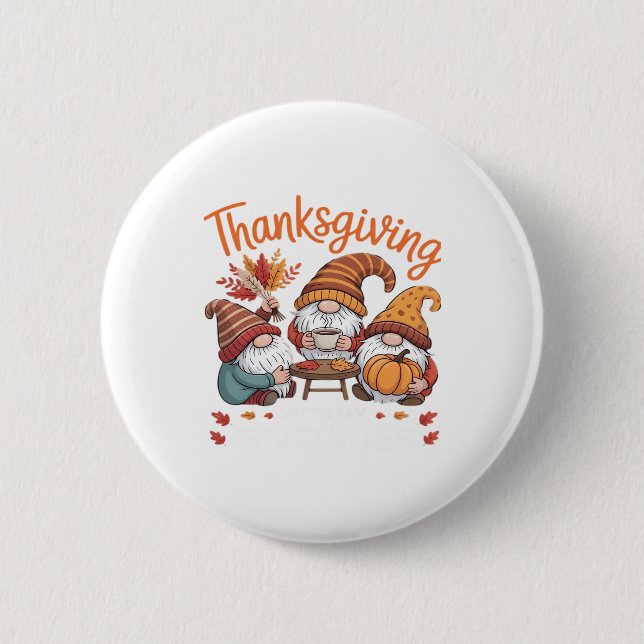 Thanksgiving Gnome Fall Leopard Turkey Essential T 6 Cm Round Badge (Front)