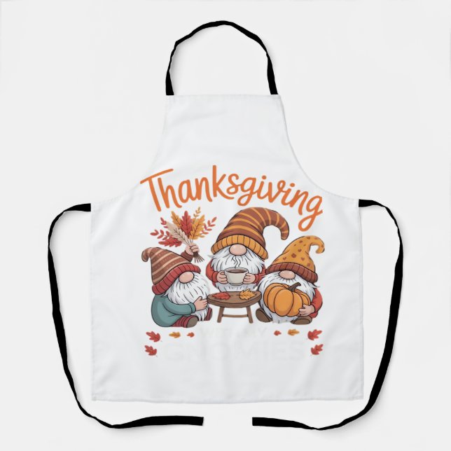 Thanksgiving Gnome Fall Leopard Turkey Essential T Apron (Front)