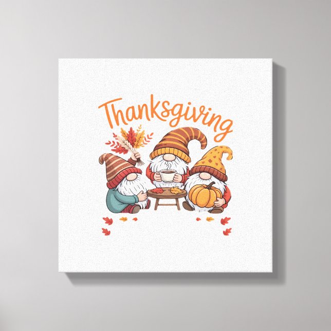 Thanksgiving Gnome Fall Leopard Turkey Essential T Canvas Print (Front)