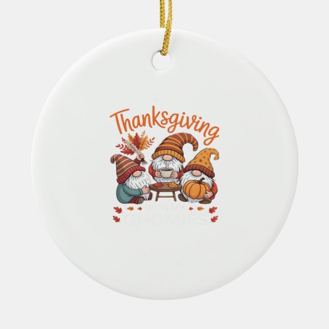 Thanksgiving Gnome Fall Leopard Turkey Essential T Ceramic Tree Decoration (Front)